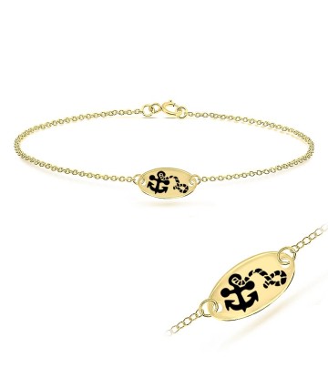 Anchor with Enamel Silver Bracelet BRS-263-GP